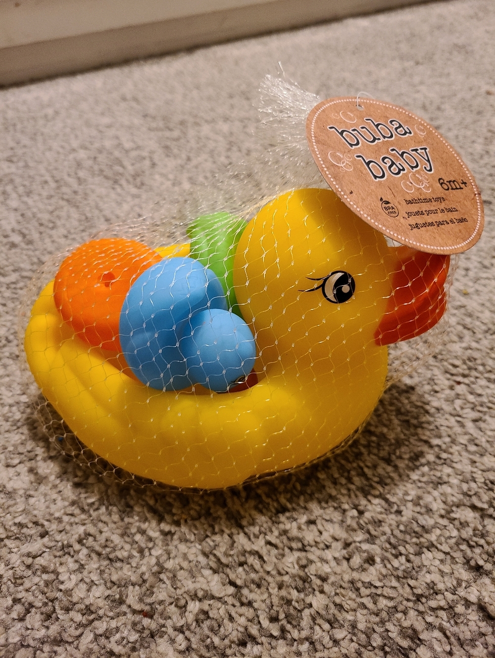 Buba Baby Yellow Rubber Duck Bath Toy with Colorful Stackers